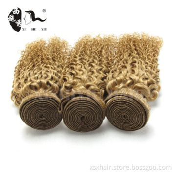 Wholesale 100% cheap natural blonde curly human hair extensions